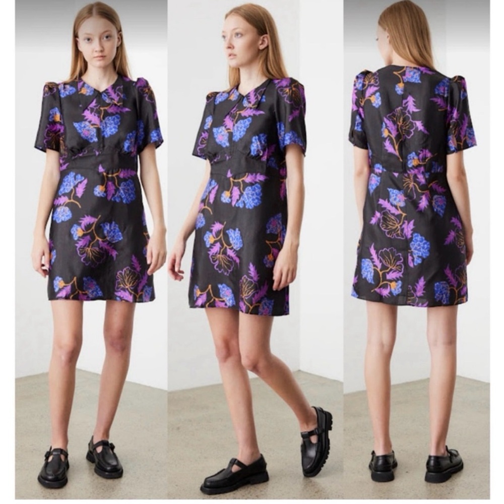 Floral Black Mini Dress